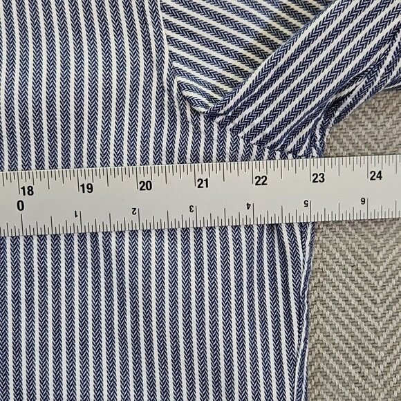 Jared Lang After Hours Shirt Men's XL Blue Cotton Herringbone Slim Fit Button-Up - Picture 3 of 16